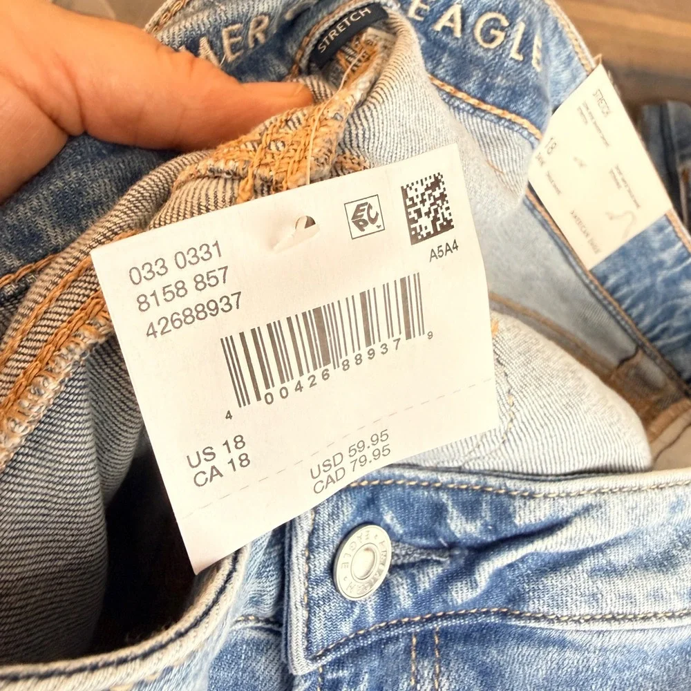 American Eagle Low-Rise Baggy Denim Shorts Blue 18 Y2K Relaxed Stretch